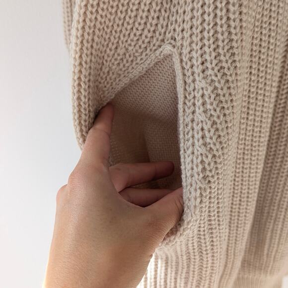 NWT SNDYS. Cream Cozy Knit Sweater Pullover Cowl Neck Dress, size M/L - Picture 5 of 7